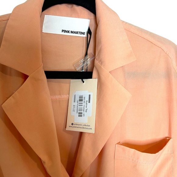 Pink Martini Kalina Top- Orange Tie Front Cropped Blouse- Size XS - Picture 7 of 11